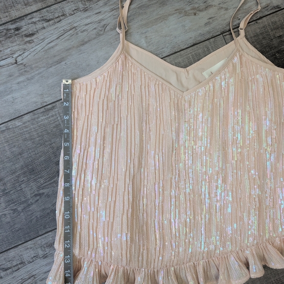 Anthropologie Pleated Ruffled Sequins Camisole Top Size 8 - Picture 9 of 9